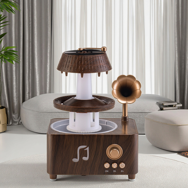 CJH Raindrop Ultrasonic Silent Aromatherapy Machine Retro Radio Desktop Home Bedroom Light Color Mini Color Light Rain Gift