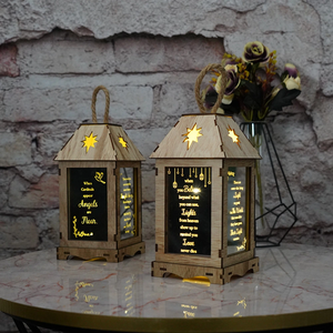 DAMAI Wooden Rectangle Handmade Lanterns Medium Size <b>Decorative</b> Candle Holder Indoor <b>Ramadan</b> Home Garden Table Centerpiece - Product Image 6