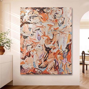 Pintura al Óleo Pintada a Mano, Colores Despertadores, Textura Abstracta Rectangular, Arte de Pared para Colgar en la Sala de Estar, Decoración de Fondo para Sofá - Product Image 3