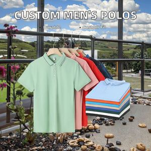 เสื้อโปโลชายคุณภาพสูงขายส่ง ปักโลโก้ตามสั่ง สีพื้น ผ้าถัก ปกเสื้อแบบปกเชิ้ต สำหรับธุรกิจ - Product Image 2