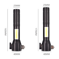 Lampe torche tactique LED COB à aimant puissant Zoom, étanche, rechargeable, IP65, en alliage d'aluminium, 1000 lumens, marteau de sécurité