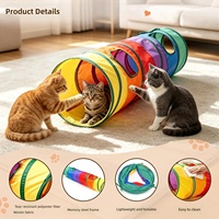 Tunnel pour chat en tissu arc-en-ciel pliable, résistant aux griffures et aux morsures, tunnel de jeu interactif pour une utilisation en intérieur par les chats, les lapins et les cochons d'Inde