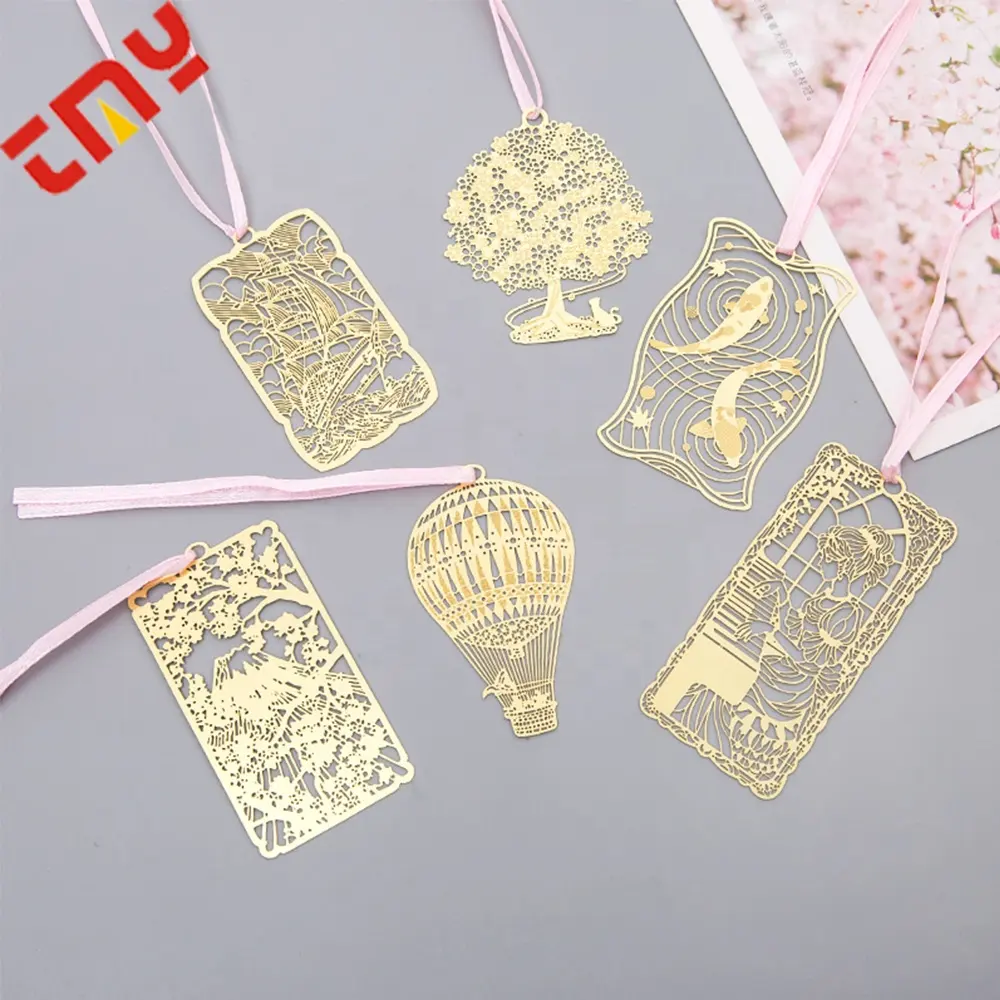 2023 High Quality Luxury Chinese Style Craft Custom Design Etched Blank Gold Metal Bookmark For Books