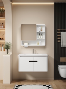 Fabrika toptan modern ucuz ev veya otel banyo vanity modern <span class=keywords><strong>venity</strong></span> PVC banyo dolabı - Product Image 4