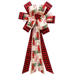 Nuovo albero di natale fai-da-te Topper fiocco fiocco in oro rosso fiocchi fatti a mano Jumbo tela da imballaggio ghirlanda di natale fiocco per confezione regalo decorazione porta