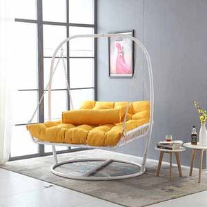 विकर लाउंज कुर्सी डबल फांसी टोकरी कमाल की कुर्सी बुना विकर कुर्सी आउटडोर स्विंग झूला इनडोर वयस्क फांसी ब्लू - Product Image 3