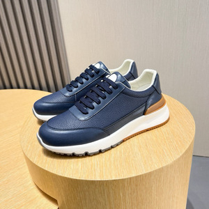 Running Versatile Trendy Stylish Men's Genuine Leather Casual Low-top Clunky Sneakers Breathable Lace-<b>up</b> Shoes - Product Image 1