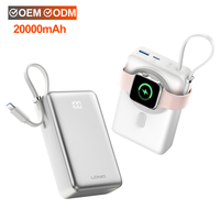 Banque d'alimentation USB-C LDNIO PQ51 45W 20000mAh avec charge magnétique sans fil 15W, câble intégré, écran LED, chargeur pour ordinateur portable