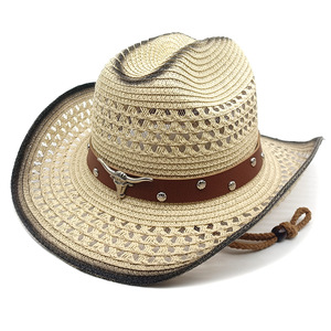 Chapeaux <span class=keywords><strong>de</strong></span> cowboy en <span class=keywords><strong>paille</strong></span> pour femmes et hommes, <span class=keywords><strong>chapeau</strong></span> <span class=keywords><strong>de</strong></span> cowgirl western à large bord, <span class=keywords><strong>chapeau</strong></span> <span class=keywords><strong>de</strong></span> soleil pour voyage, vacances et plage - Product Image 2