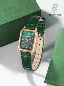 Relojes de Lujo para Mujer, Esfera Pequeña, Esfera Verde, Correa con Presilla, Relojes de Pulsera Cuadrados para Chicas - Product Image 2