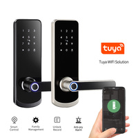 Cerradura Electrónica Digital Inteligente Biométrica de Seguridad Tuya Wifi de Aluminio con Huella Dactilar y Almacenamiento en la Nube para Madera/Acero, Seguridad Grado C