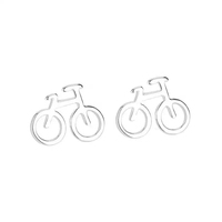 Boucles d'oreilles pendantes en forme de vélo ajouré en argent sterling 925, design mignon et doux, minimalistes pour femmes, vente en gros