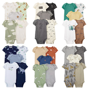 5-delige set baby rompertjes met korte mouwen, unisex, newborn, met cartoonprint, peuter outfit - Product Image 1