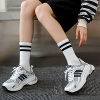 Chaussettes classiques rayées en coton personnalisées, chaussettes mi-mollet décontractées rétro rayées pour hommes et femmes, usage quotidien, multicolores