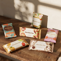 Emballage alimentaire personnalisé avec logo imprimé en usine, 100g 250g 500g, mat, qualité alimentaire, debout, avec fermeture arrière, pour en-cas, chocolat, barre protéinée