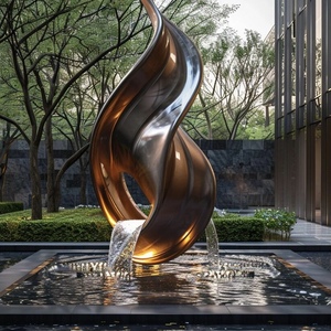 Hotel Villa Buitenzwembad Fontein Landschapssculptuur Waterlandschap RVS Metalen Sculptuur - Product Image 2