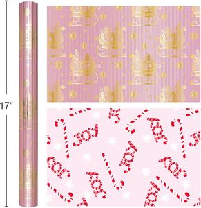 Aluminum coated <b>Christmas</b> sleigh star pattern design <b>Christmas</b> gift wrapping paper Double sided printed <b>candy</b> <b>cane</b> Customizable - Product Image 3