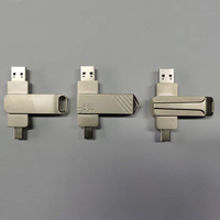 Flashdisk USB 2in1 Tipe-C USSD 1TB Grosir Putar 16g 32g 64g Kreatif Hadiah Logam Custom Flash Drive USB