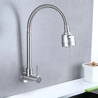 Robinet de lavabo moderne en acier inoxydable à montage sur pont, eau froide uniquement, avec fonction double, design extractible pour robinet de cuisine