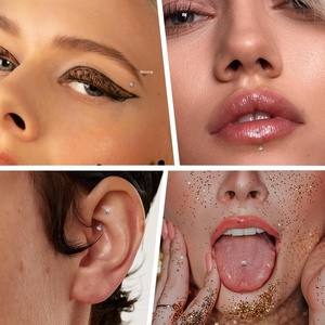 Barra Curva de Acero Quirúrgico 316L de 14G/16G, con Incrustaciones de Diamantes de Imitación/Ópalo, Joyería para Piercing de Ceja, Ombligo, Labio y Pezón - Product Image 4