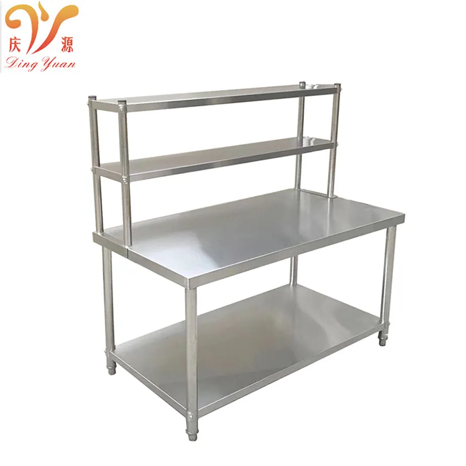 Hotel Restaurant Supplies Industrial 30x60 Stainless Steel Work Bench With Top Shelf Double Table