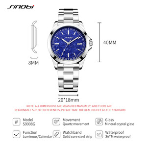 Montre à quartz pour homme Sinobi, bracelet en acier inoxydable, cadran bleu, étanche 30 m, montre-bracelet pour affaires - Product Image 4