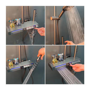 Tiktok Hot Sale Gun Grau Weiß Farbe Led Digital anzeige Piano Key Dusch system Set Wand <span class=keywords><strong>massage</strong></span> Bad armaturen <span class=keywords><strong>Dusche</strong></span> - Product Image 1