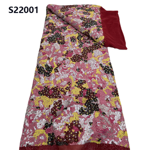 CHOCOO precio al por mayor brillo nigeriano encaje tela tul lentejuelas bordado tela de encaje - Product Image 2