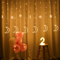 Warmweiß LED Moon Star Lamp String Fee Vorhang Licht für Outdoor-Fenster Hochzeits feier Religiöse Feiern Twinkle Ramadan