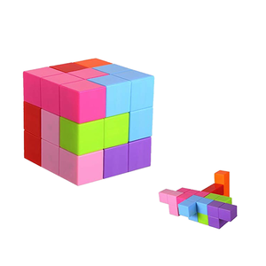 Nhựa mini Magic <span class=keywords><strong>Cube</strong></span> Khối Câu Đố 3x3x3 với thẻ não đào tạo giáo dục biểu tượng tùy chỉnh hộp màu Unisex - Product Image 2