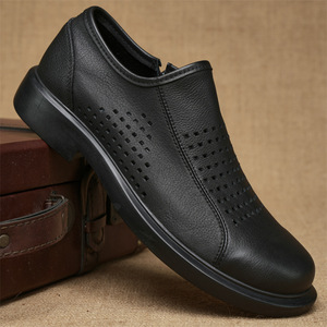 Chaussures en cuir pour hommes, semelles souples, antidérapantes, durables, respirantes, confortables, simples, légères, bottes de luxe à lacets - Product Image 5