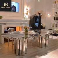 Meuble de maison au design unique, table de banquet en acier inoxydable or, 6 places, table à manger de luxe