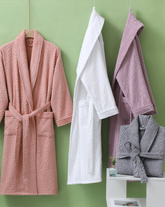 Batas de spa personalizadas con logotipo, ropa de dormir de lujo para mujer, bata de rizo de algodón en relieve, albornoz personalizado de Jacquard para hotel y hombre - Product Image 1