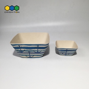 Meilleur vente fibre de bambou 17 pouces rect poignée traysindoor et en plein air à manger plateaux de service pour en gros - Product Image 3