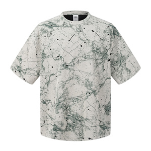 T-shirt da uomo a maniche corte in stile streetwear con stampa di fiori di prugna, colori a contrasto all'interno e all'esterno, fresca e traspirante. - Product Image 4