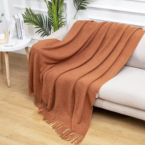 Manta de punto decorativa de tiro bohemio de viaje con manta tejida de lana de sofá con borlas - Product Image 3