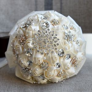Nouveauté : Bouquet réaliste pour mariage et remise de diplôme, roses en soie avec perles de cristal, fleurs artificielles pour mariée et demoiselles d'honneur - Product Image 4