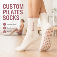 Chaussettes de yoga antidérapantes pour femmes, design personnalisé, respirantes, en coton, avec volants, chaussettes de pilates avec grip