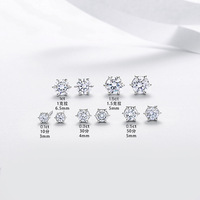 Boucles d'oreilles clous en moissanite 6A+ VVS1 couleur D, argent sterling 925, 6 griffes, 4/5/5,5/6/6,5/7,5 mm pour femme