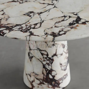 Newstar meubles de luxe en marbre naturel pierre Calacatta alto marbre moderne rond en marbre ensemble de <span class=keywords><strong>table</strong></span> à manger pour salle à manger - Product Image 4