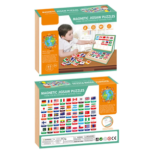 Venta caliente Diy Jigsaw Magnetic Puzzle Juego <span class=keywords><strong>World</strong></span> Flags Theme Kids Magnetic Puzzle Juguetes - Product Image 4