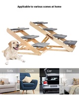 Rampa/Escalera 2 en 1 para Perros y Gatos, de Madera Sólida, con Asa de Transporte Integrada, Plegable, Portátil, Ecológica, con Soporte para Articulaciones, para Sofá/Cama