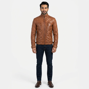 <b>Men's</b> <b>Long</b> Sleeve Genuine Leather <b>Jackets</b> Winter Casual Outerwear Customizable Stylish Designs Leather <b>jacket</b> for <b>men</b> - Product Image 1