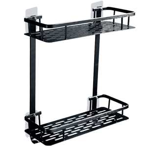 Estante de aluminio de alta calidad montado <span class=keywords><strong>en</strong></span> la pared, adhesivo negro de 2 capas, estantes de baño, estante de Caddy para ducha - Product Image 4