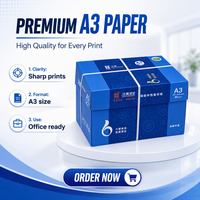 Papier de copie A3 Hanmei pour documents de bureau, 80 g/m², surface lisse, blanc