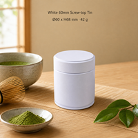 Boîtes en fer blanc rondes avec couvercle à vis pour aliments, 30/40/50g, boîtes en métal noir pour matcha, dimensions 60x68mm et 60x60mm