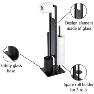 HANGSHAU Porte-rouleau <span class=keywords><strong>de</strong></span> papier hygiénique multifonctionnel noir pour salle <span class=keywords><strong>de</strong></span> bain, support pour <span class=keywords><strong>lunettes</strong></span> naturelles - Product Image 5