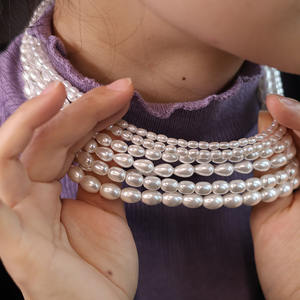 Collar de Perlas de 3mm 4mm 6mm 7mm, 18 20 22 24 26 28 Pulgadas, Perlas Redondas Tipo Arroz, Regalo para Ella, Collar de Novia, Día de San Valentín - Product Image 2