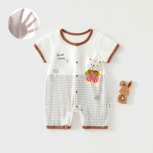 Vente directe d'usine de vêtements d'été une pièce. Pyjama bébé une pièce à manches courtes en coton, frais et rafraîchissant. - Product Image 2