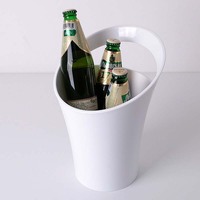 Petit Seau à Glace en Plastique pour Vin, Champagne, Bière, Vodka, Rhum, Rond, Carré, Triangle, Rectangle, Forme Inclinée, avec Poignées